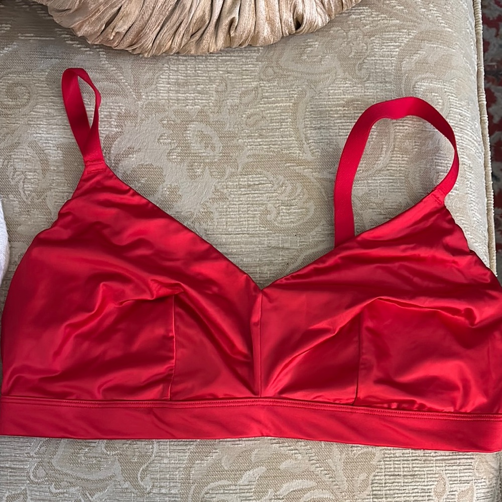 Auden Red Stretchy Satin Unlined Triangle Bralette XXL